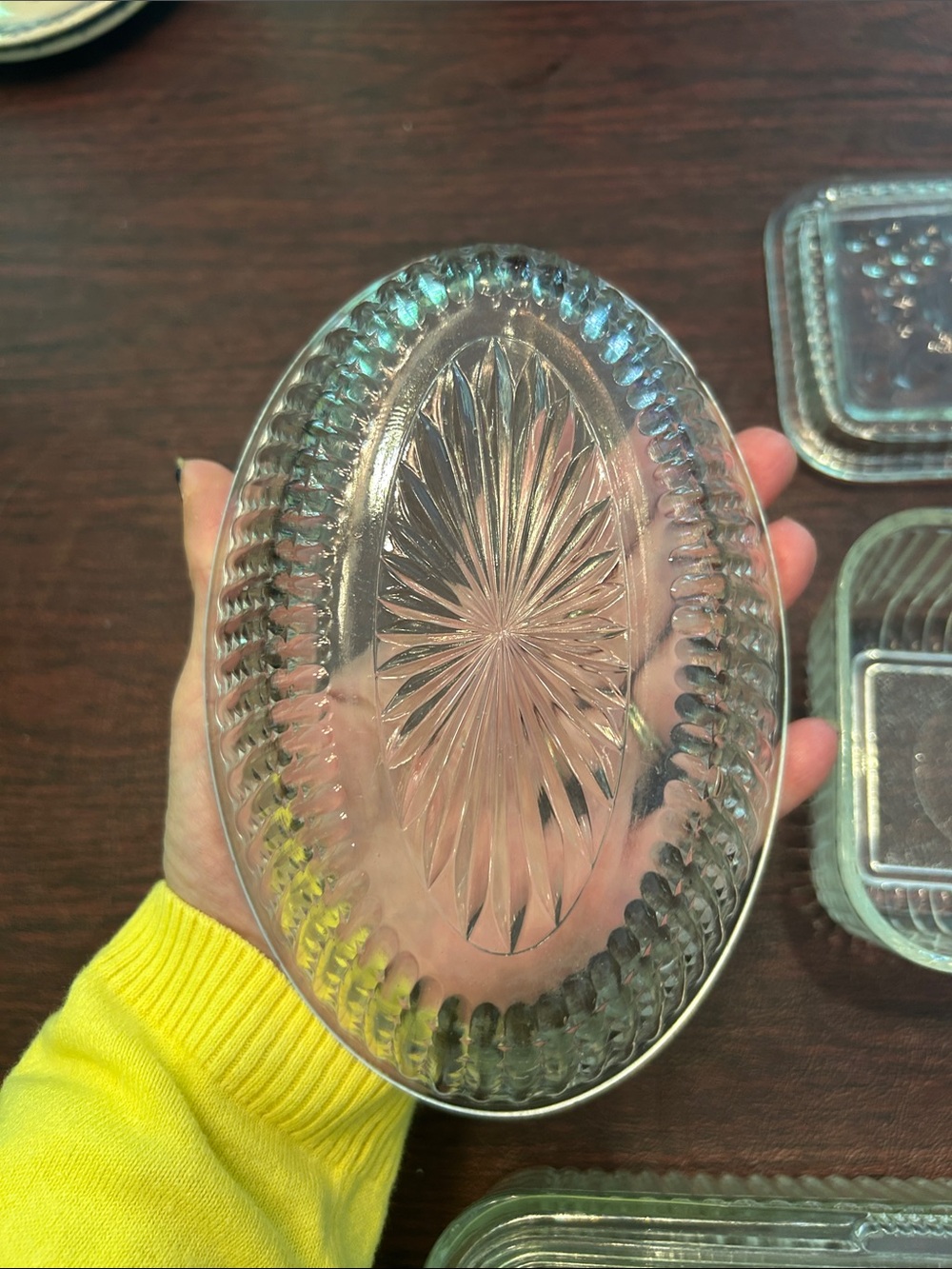 Vintage Clear Glass Storage Dishes; Two with Tops; Beautiful Perfect Condition - Picture 7 of 10
